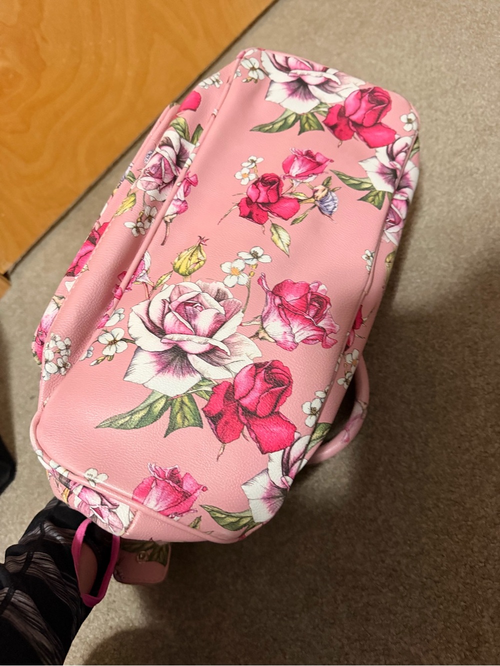 Betsey Johnson Pink Floral Quilted Satchel Shoulder Bag - zipper issue - Picture 4 of 6